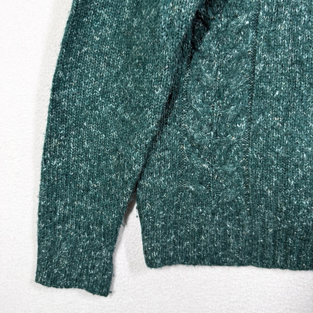 LL Bean Sweater Women Large Wool Blend Cable Knit Cardigan Fisherman Chunky Marl - Picture 3 of 10